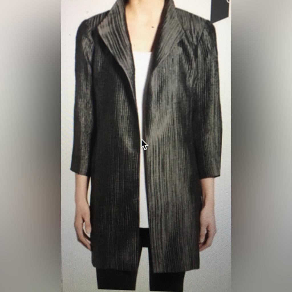 Nwt Eileen Fisher Silk Groove High Collar Coat